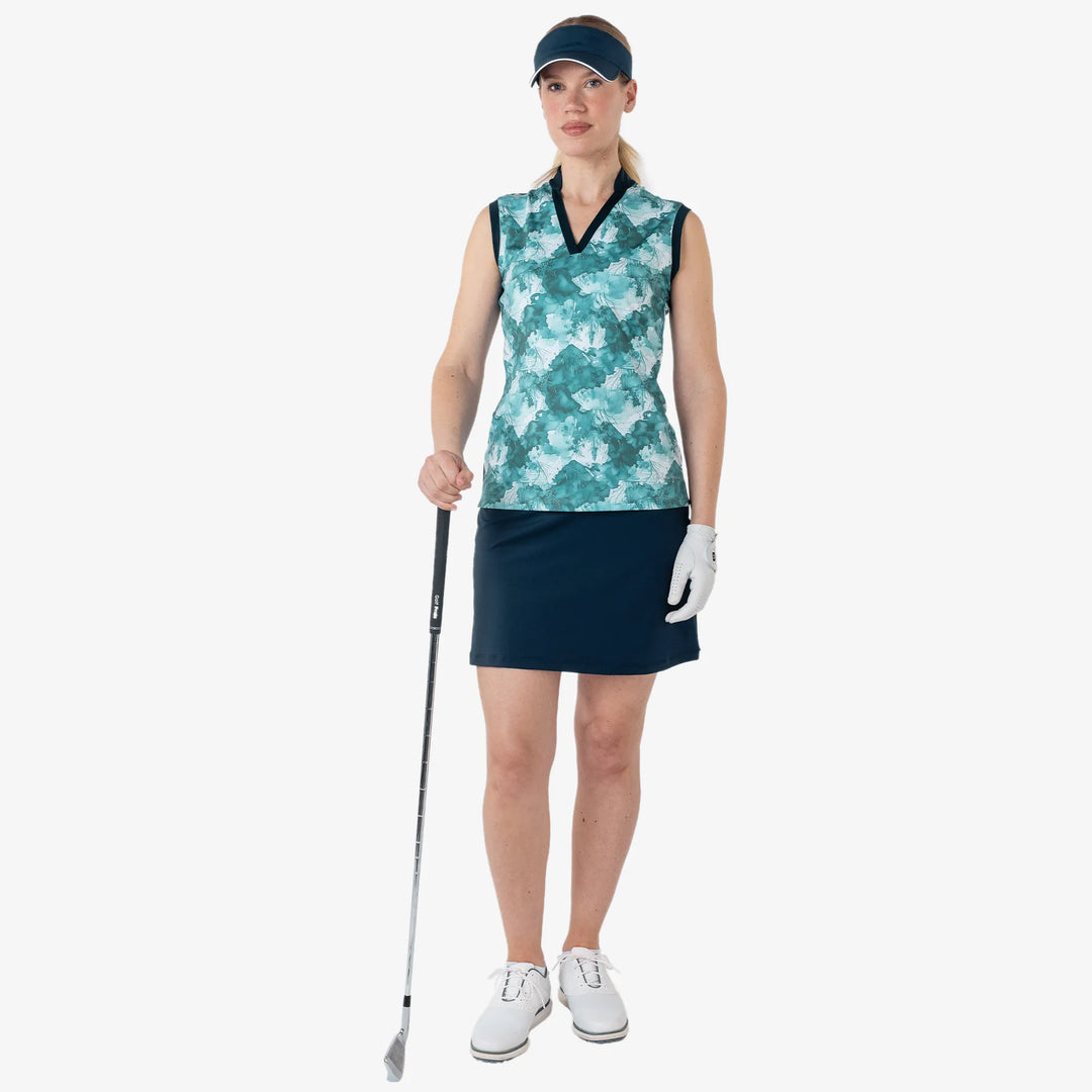 Maya is a Breathable sleeveless golf shirt for Women in the color Storm Blue(2)