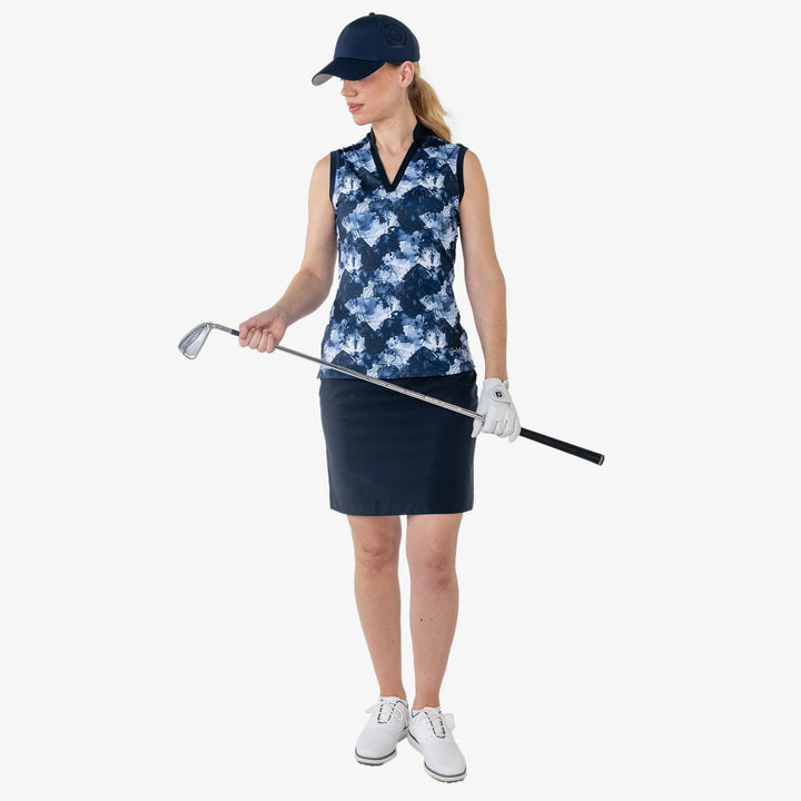 Maya is a Breathable sleeveless golf shirt for Women in the color Navy(2)