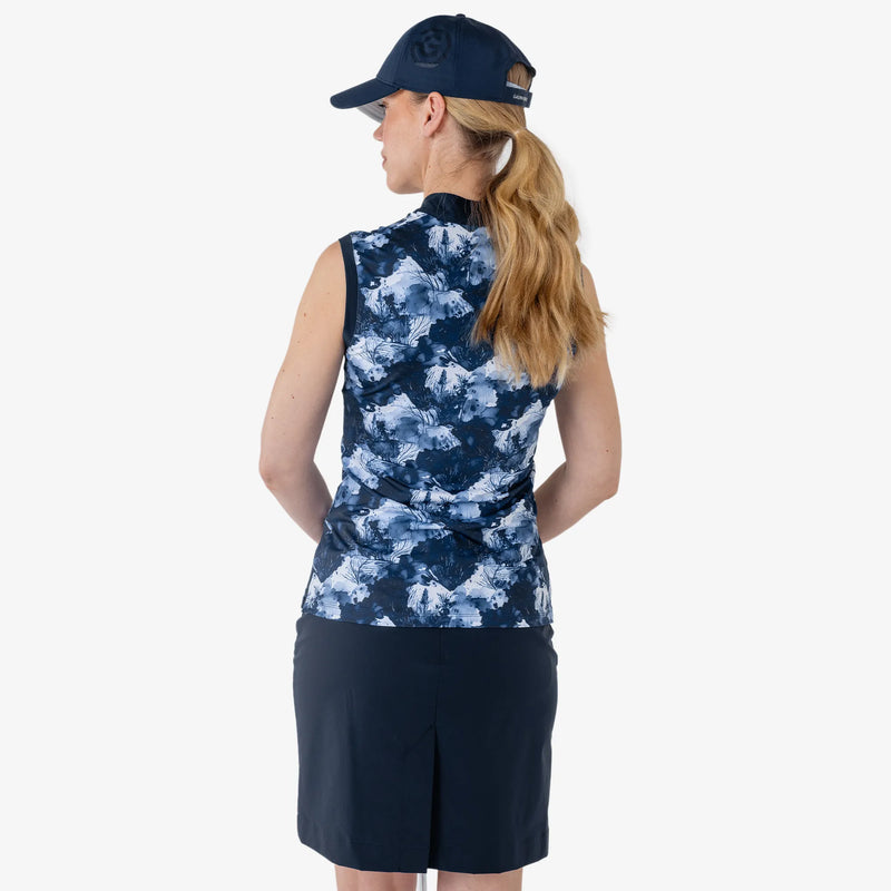 Maya is a Breathable sleeveless golf shirt for Women in the color Navy(4)