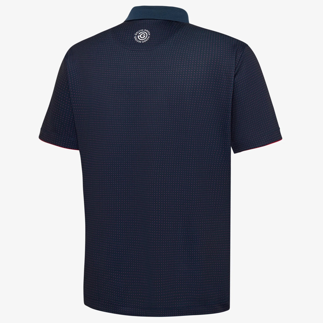 Medley is a Breathable short sleeve golf shirt for Men in the color Navy/Red(6)