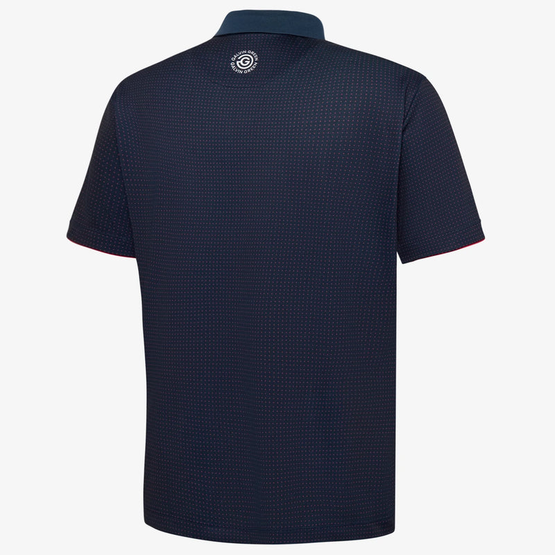 Medley is a Breathable short sleeve golf shirt for Men in the color Navy/Red(6)
