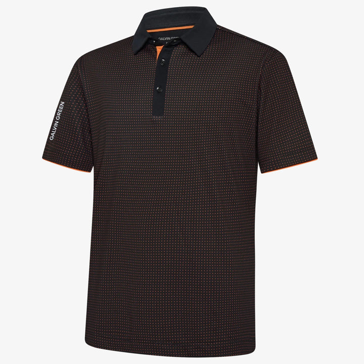 Medley is a Breathable short sleeve golf shirt for Men in the color Black/Orange(0)