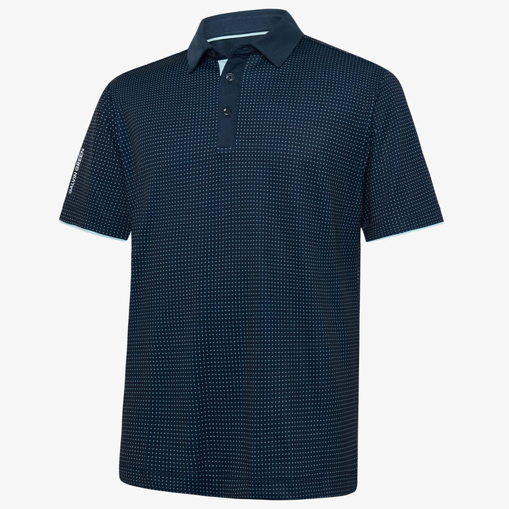 Medley is a Breathable short sleeve golf shirt for Men in the color Crystal Blue/Navy(0)
