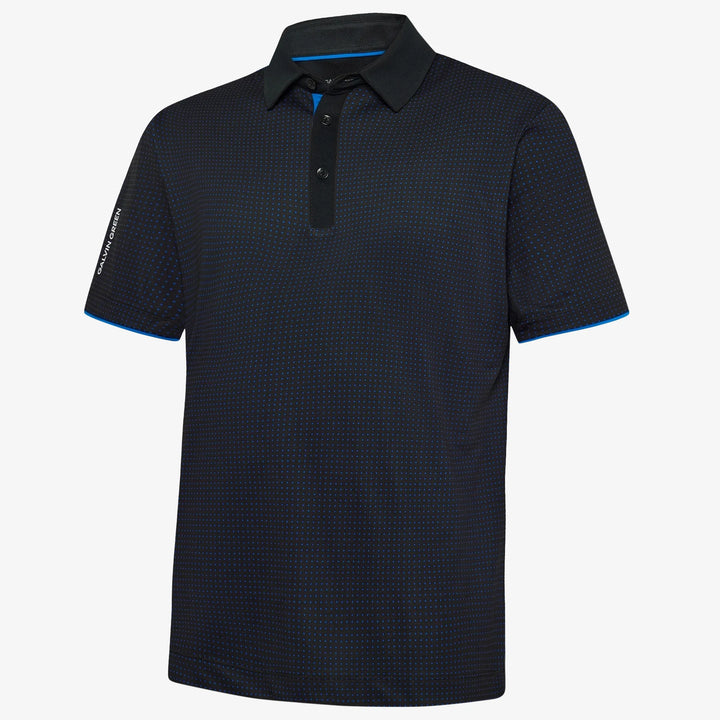 Medley is a Breathable short sleeve golf shirt for Men in the color Black/Royal Blue(0)