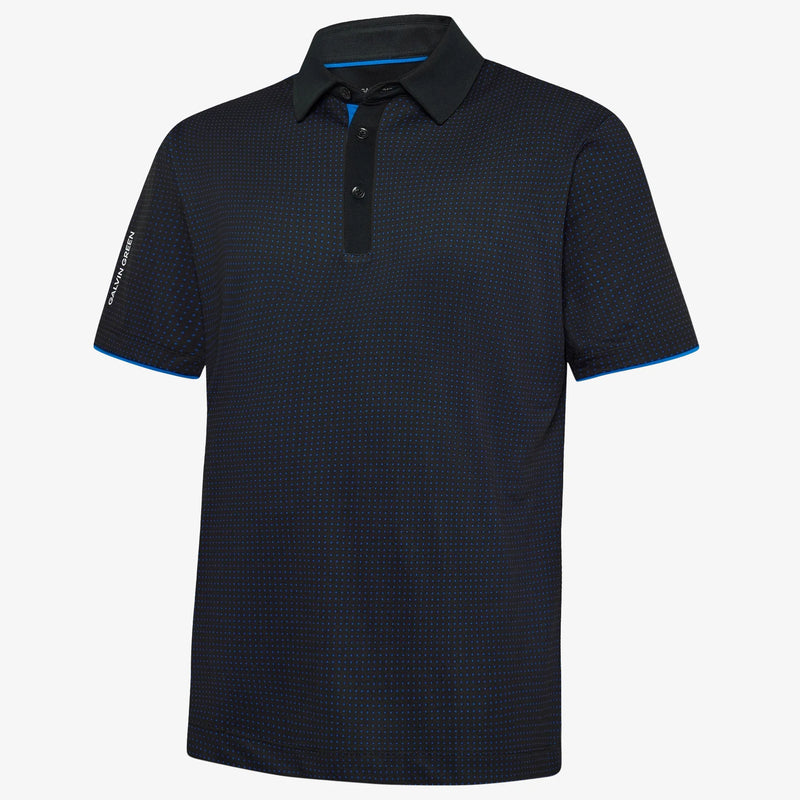 Medley is a Breathable short sleeve golf shirt for Men in the color Black/Royal Blue(0)