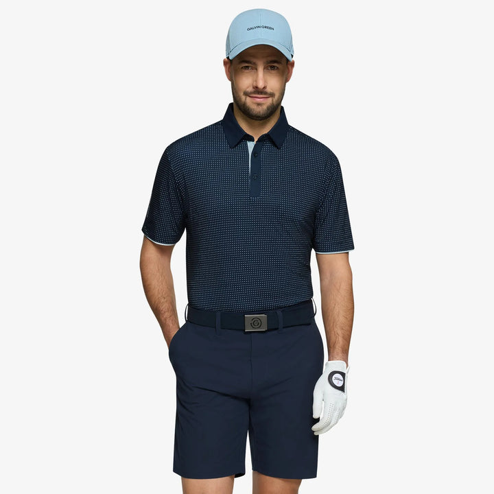 Medley is a Breathable short sleeve golf shirt for Men in the color Crystal Blue/Navy(1)