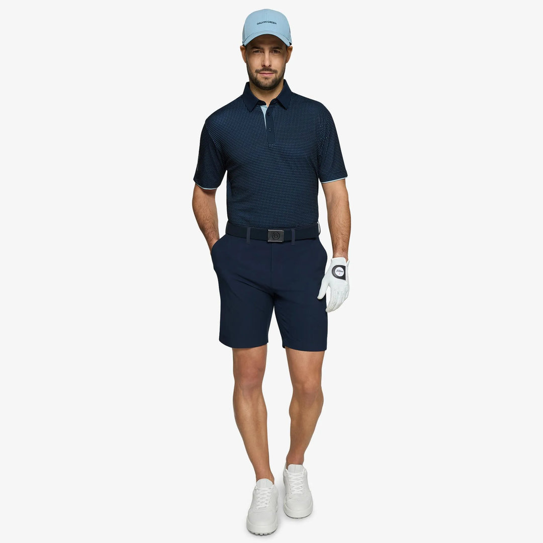 Medley is a Breathable short sleeve golf shirt for Men in the color Crystal Blue/Navy(2)