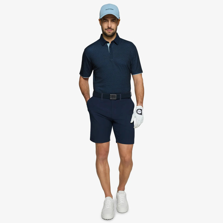 Medley is a Breathable short sleeve golf shirt for Men in the color Crystal Blue/Navy(2)