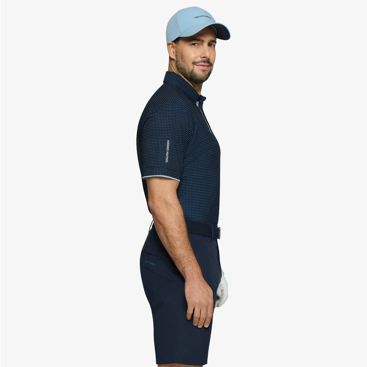 Medley is a Breathable short sleeve golf shirt for Men in the color Crystal Blue/Navy(3)