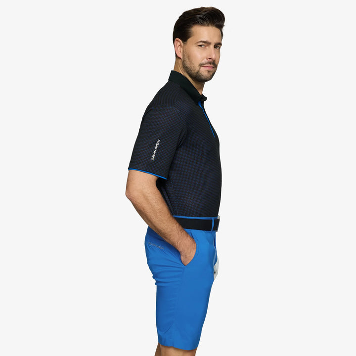 Medley is a Breathable short sleeve golf shirt for Men in the color Black/Royal Blue(3)