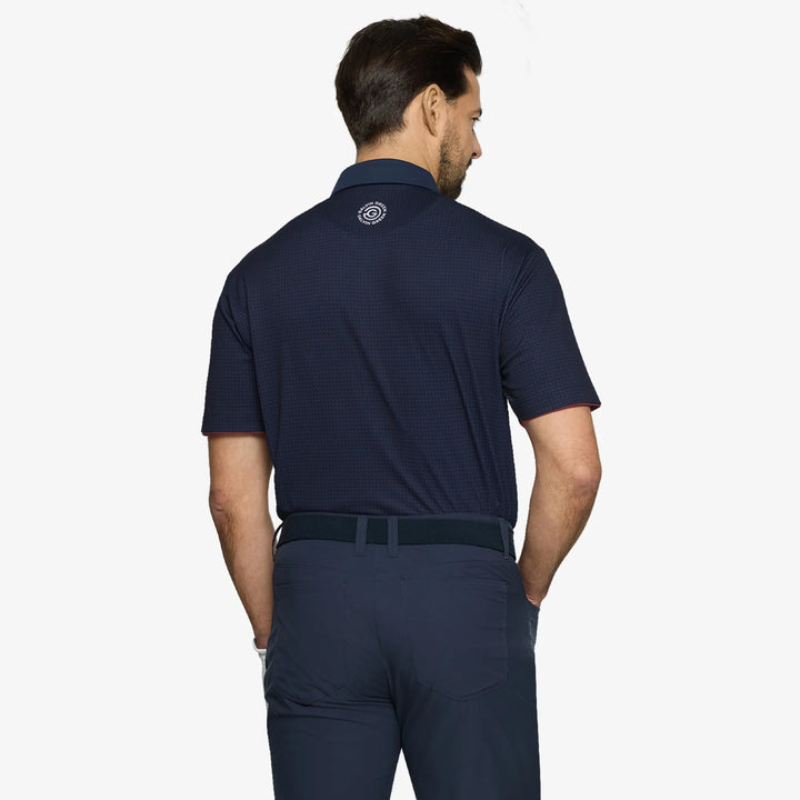 Medley is a Breathable short sleeve golf shirt for Men in the color Navy/Red(4)