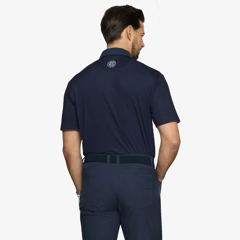 Medley is a Breathable short sleeve golf shirt for Men in the color Navy/Red(4)