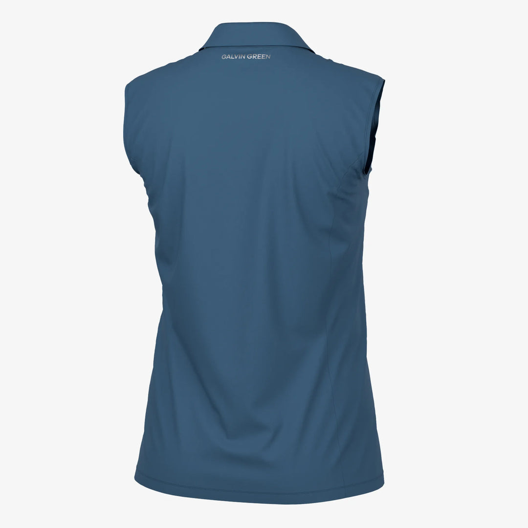 Meg is a Breathable short sleeve golf shirt for Women in the color Moonlight Blue/White(7)