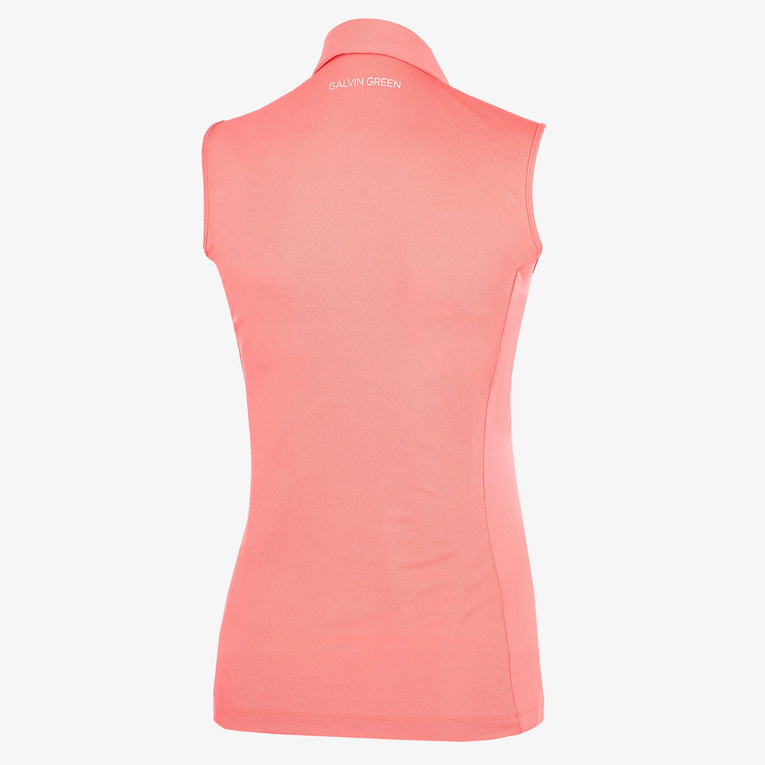 Meg is a Breathable short sleeve golf shirt for Women in the color Coral/White (6)