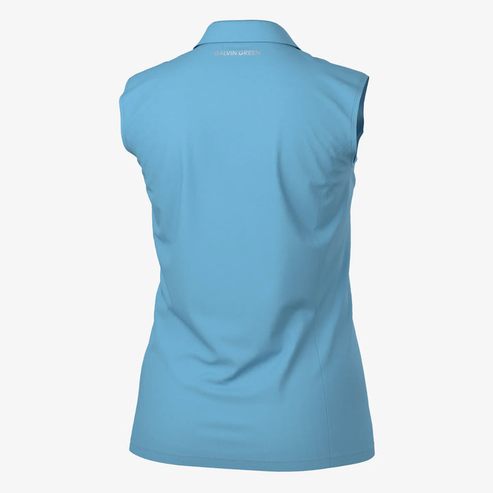 Meg is a Breathable short sleeve golf shirt for Women in the color Alaskan Blue/White(7)