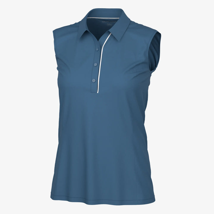 Meg is a Breathable short sleeve golf shirt for Women in the color Moonlight Blue/White(0)