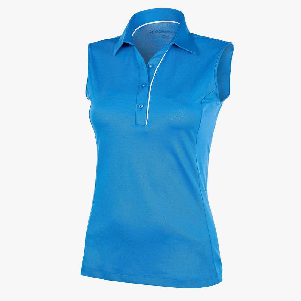 Meg is a Breathable short sleeve golf shirt for Women in the color Blue/White(0)