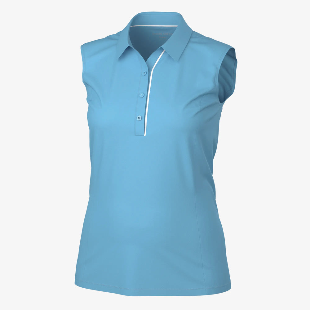 Meg is a Breathable short sleeve golf shirt for Women in the color Alaskan Blue/White(0)