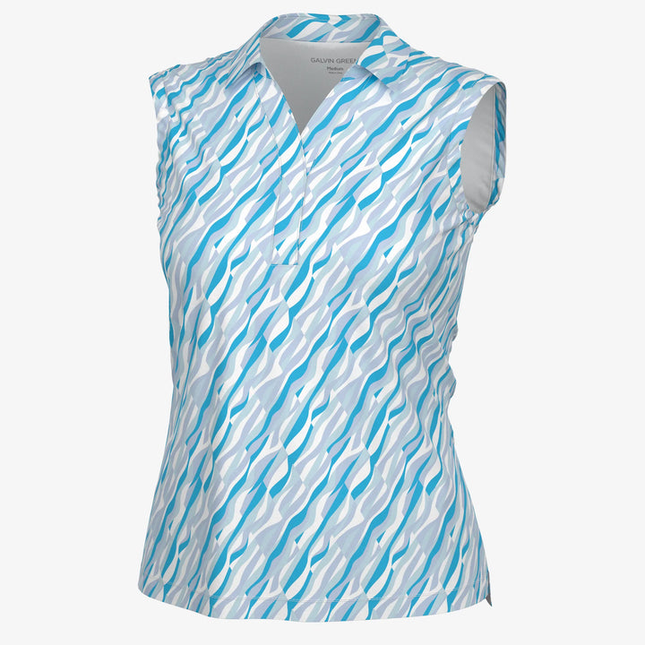 Melissa is a Breathable sleeveless golf shirt for Women in the color Alaskan Blue/White(0)