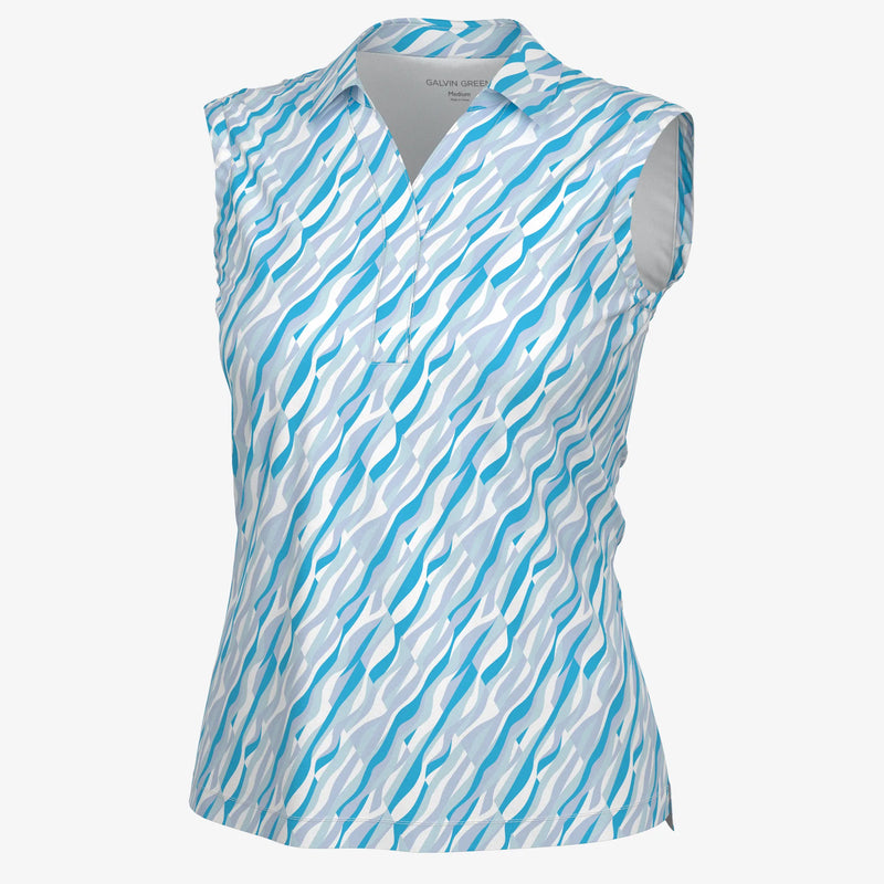 Melissa is a Breathable sleeveless golf shirt for Women in the color Alaskan Blue/White(0)
