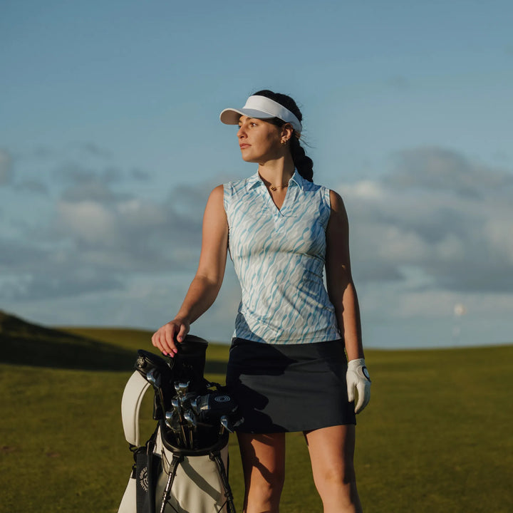 Melissa is a Breathable sleeveless golf shirt for Women in the color Alaskan Blue/White(8)