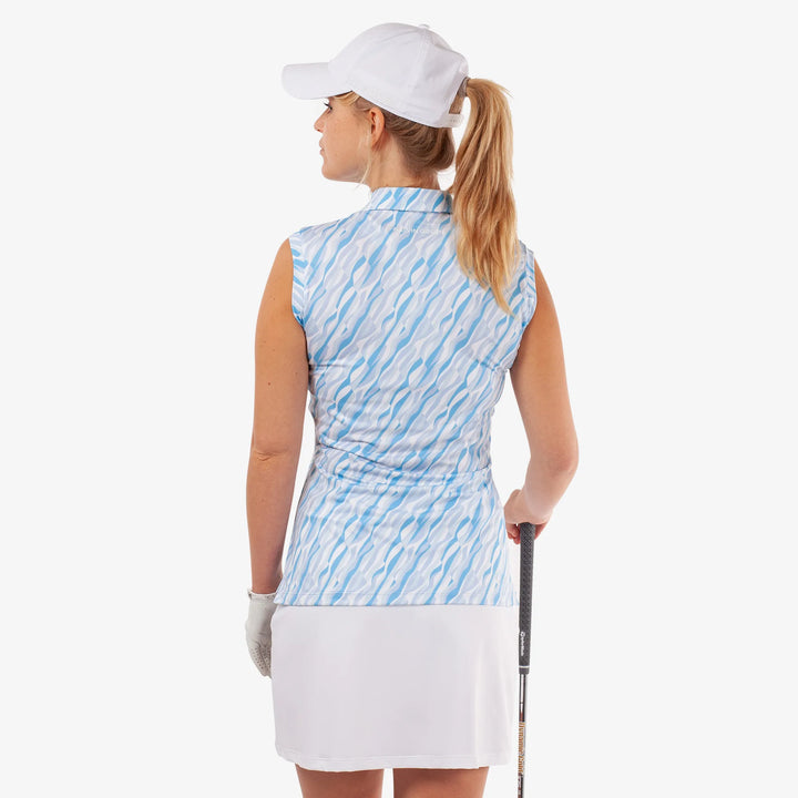 Melissa is a Breathable sleeveless golf shirt for Women in the color Alaskan Blue/White(4)