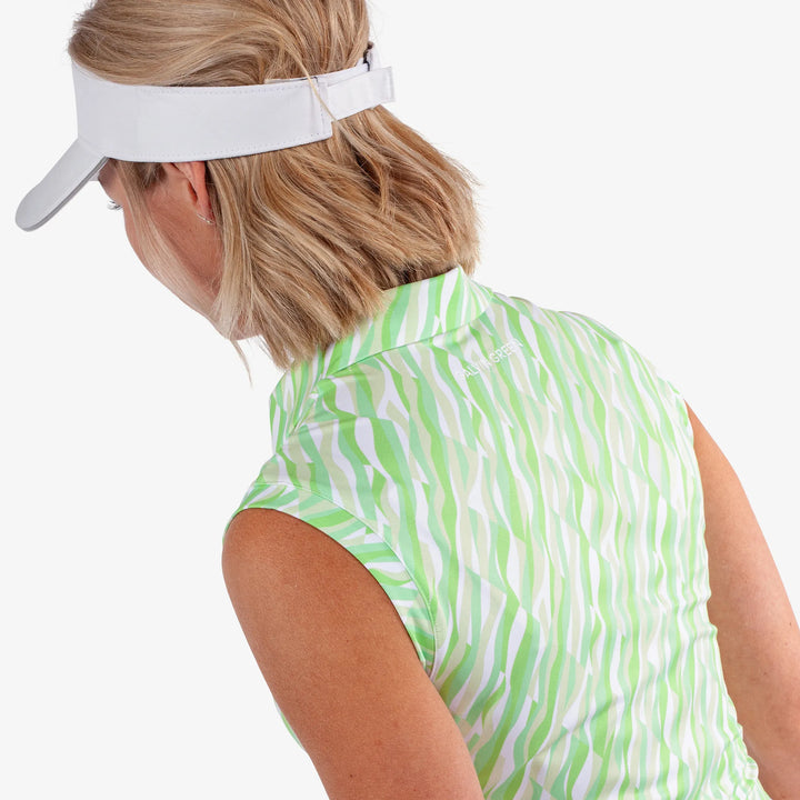 Melissa is a Breathable sleeveless golf shirt for Women in the color Fresh Green/White(5)