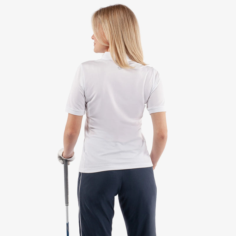 Melody is a Breathable short sleeve golf shirt for Women in the color White(4)