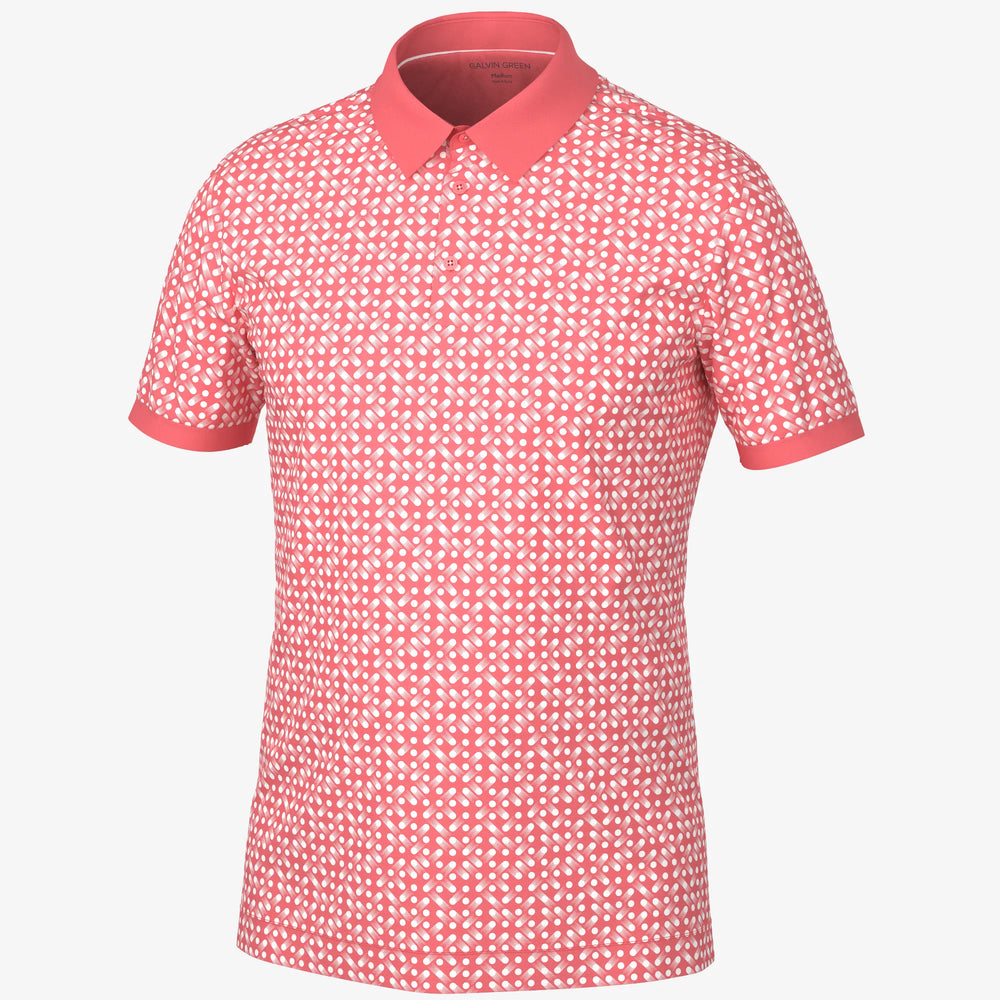 Melvin is a Breathable short sleeve golf shirt for Men in the color Coral/White (0)