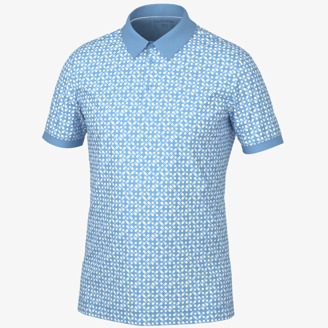 Melvin is a Breathable short sleeve golf shirt for Men in the color Alaskan Blue/White(0)