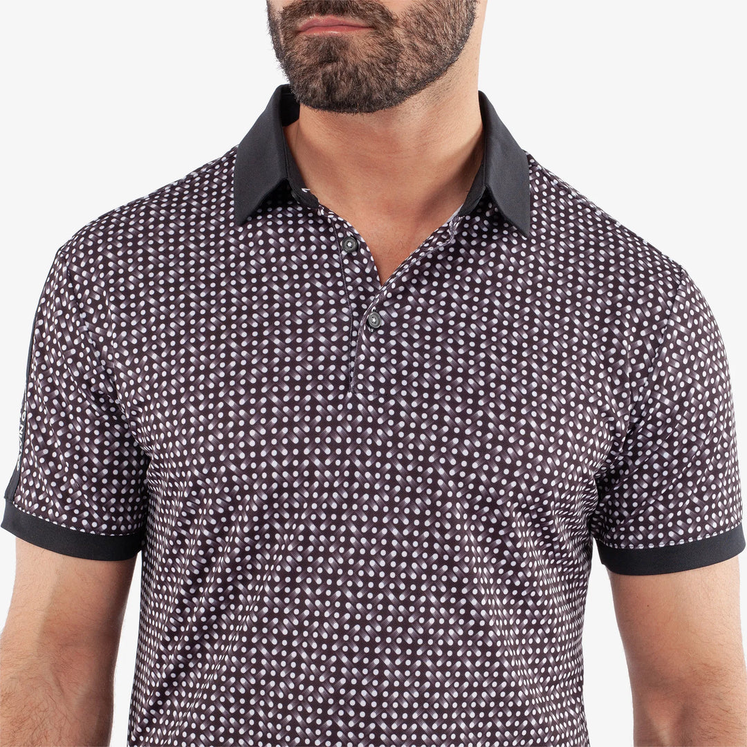 Melvin is a Breathable short sleeve golf shirt for Men in the color Black/White(3)