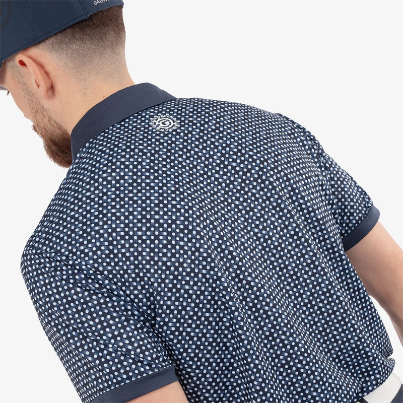 Melvin is a Breathable short sleeve golf shirt for Men in the color Navy/White(5)