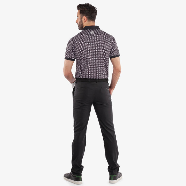Melvin is a Breathable short sleeve golf shirt for Men in the color Black/White(6)