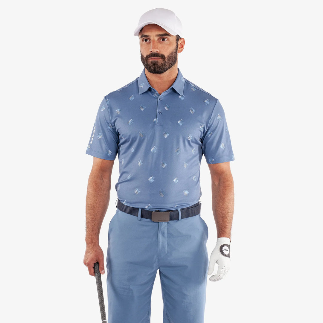 Memo is a Breathable short sleeve golf shirt for Men in the color Moonlight Blue(1)