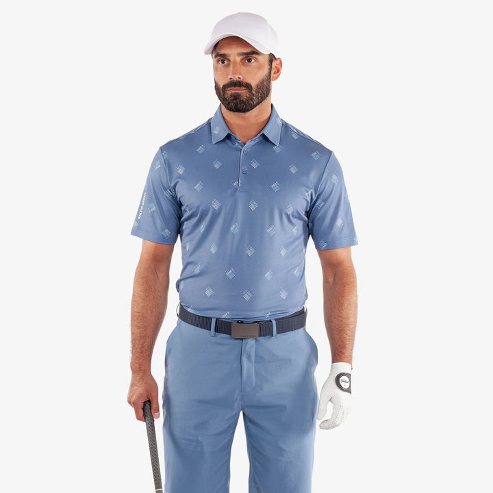 Memo is a Breathable short sleeve golf shirt for Men in the color Moonlight Blue(1)