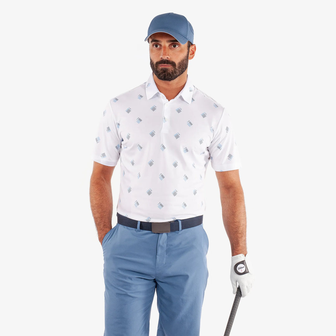 Memo is a Breathable short sleeve golf shirt for Men in the color White(1)