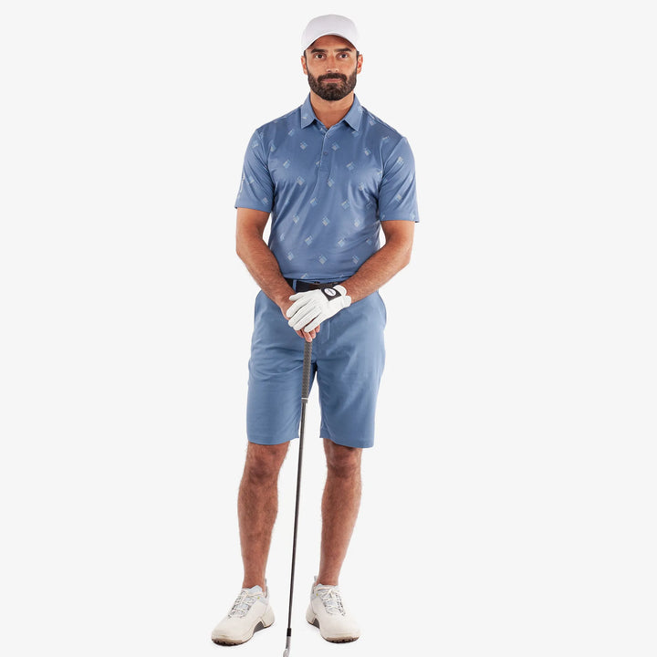 Memo is a Breathable short sleeve golf shirt for Men in the color Moonlight Blue(2)