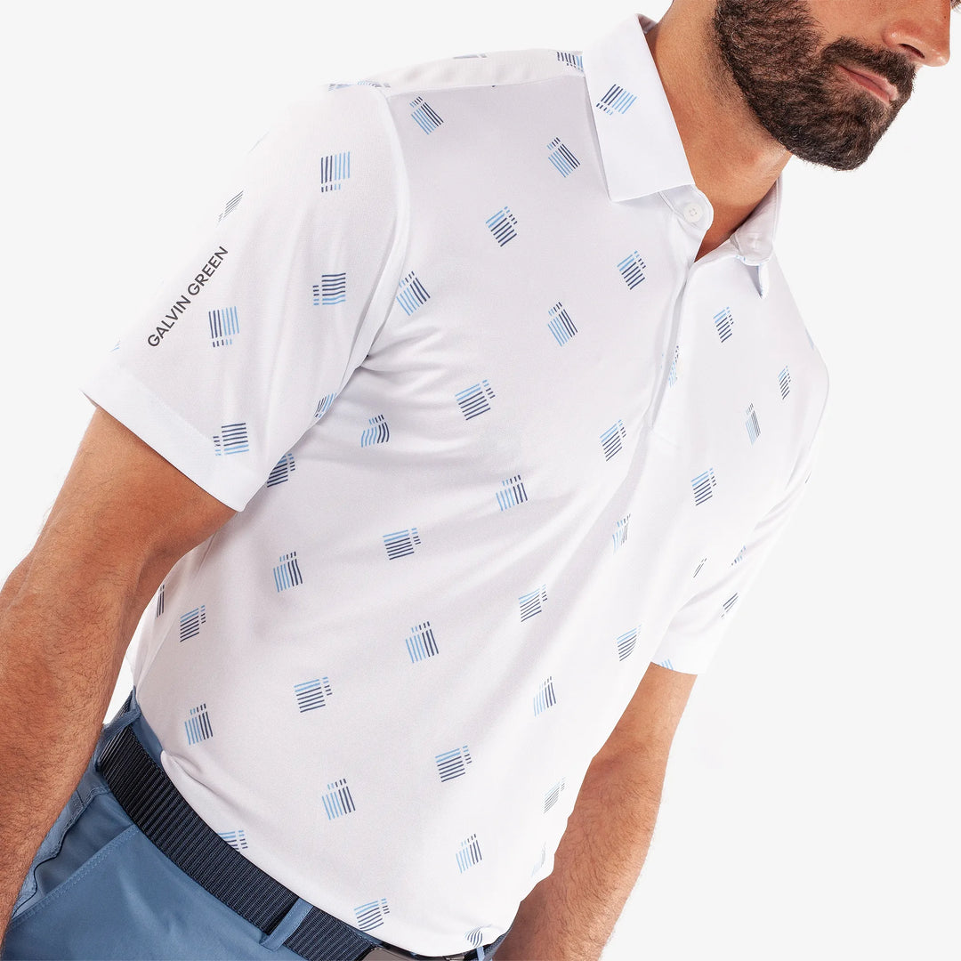 Memo is a Breathable short sleeve golf shirt for Men in the color White(3)