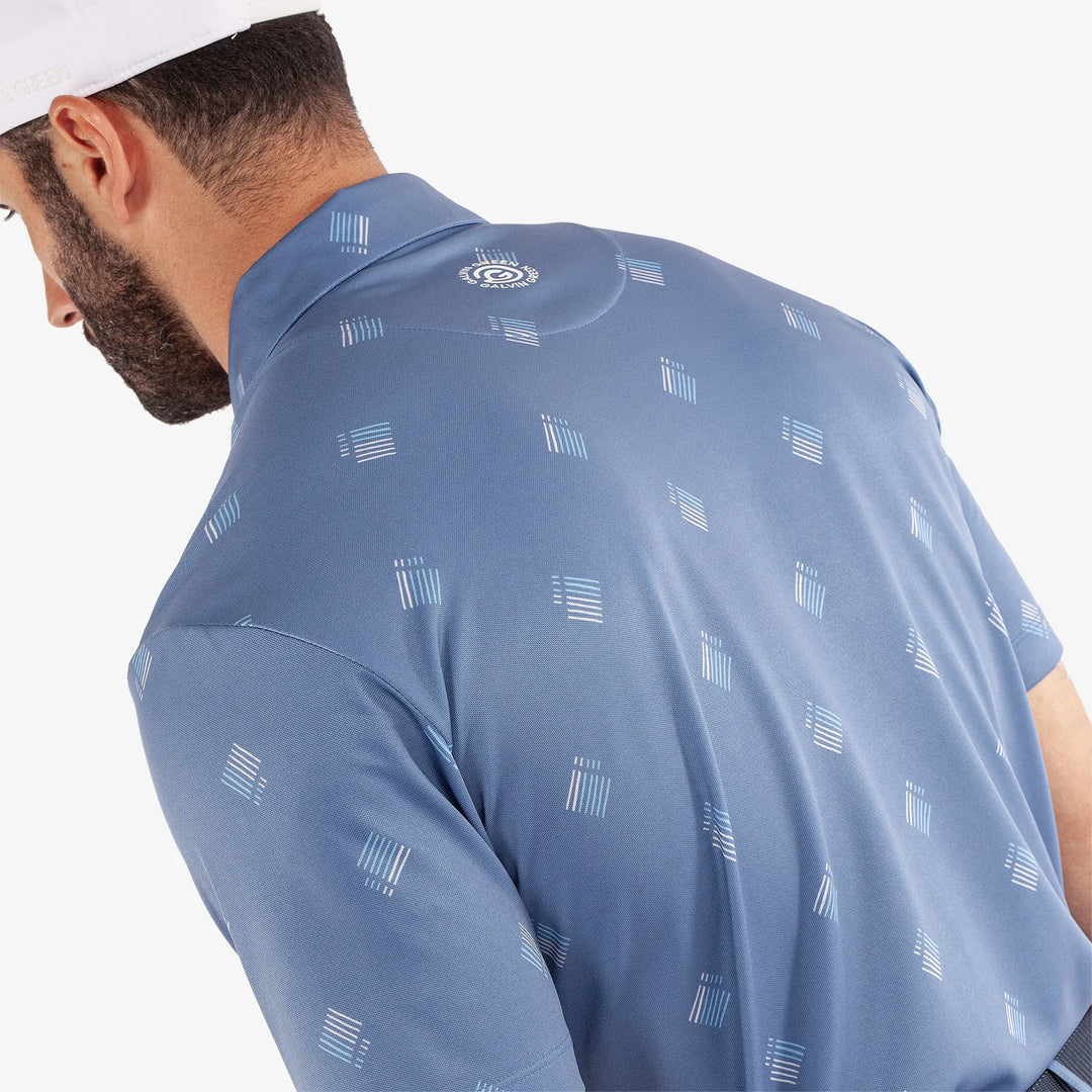 Memo is a Breathable short sleeve golf shirt for Men in the color Moonlight Blue(5)