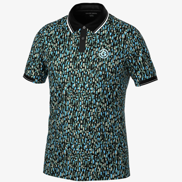 Memphis is a Breathable short sleeve golf shirt for Men in the color Alaskan Blue/Black(0)