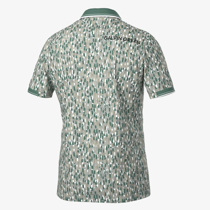 Memphis is a Breathable short sleeve golf shirt for Men in the color Abbey Stone/Duck Green(7)