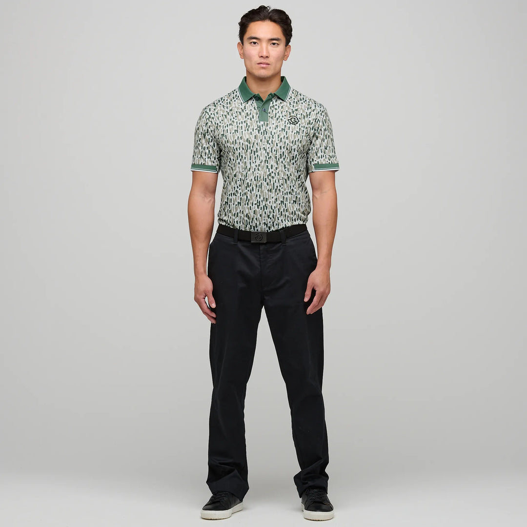 Memphis is a Breathable short sleeve golf shirt for Men in the color Abbey Stone/Duck Green(2)