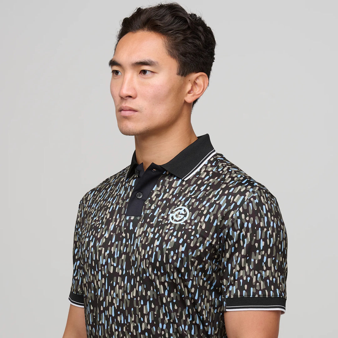 Memphis is a Breathable short sleeve golf shirt for Men in the color Alaskan Blue/Black(3)
