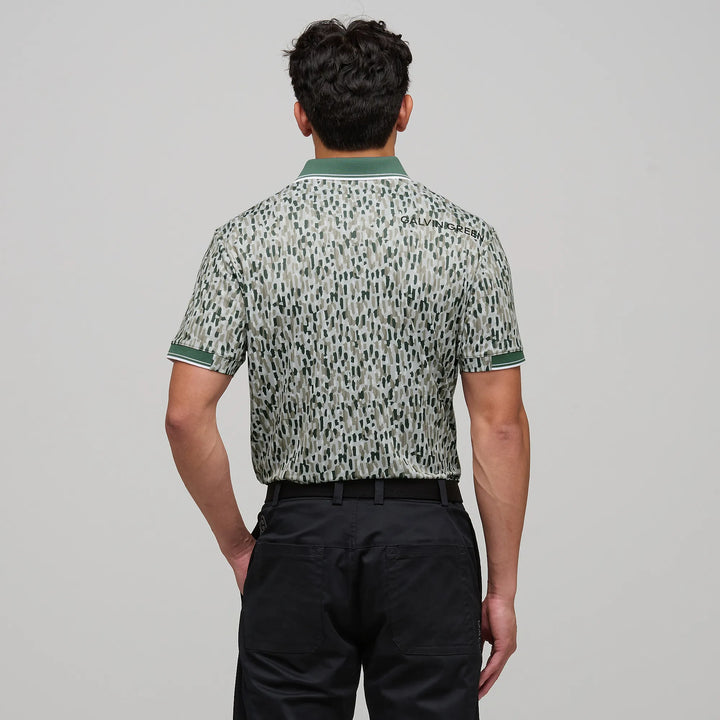 Memphis is a Breathable short sleeve golf shirt for Men in the color Abbey Stone/Duck Green(4)