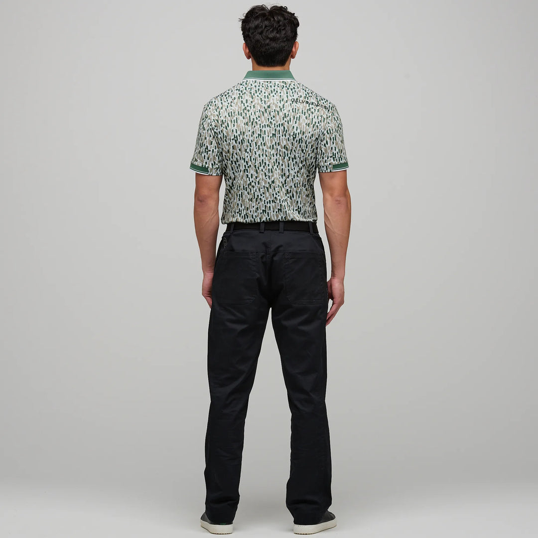 Memphis is a Breathable short sleeve golf shirt for Men in the color Abbey Stone/Duck Green(6)