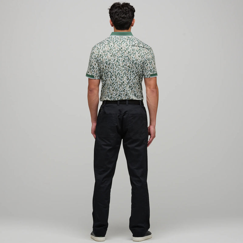 Memphis is a Breathable short sleeve golf shirt for Men in the color Abbey Stone/Duck Green(6)