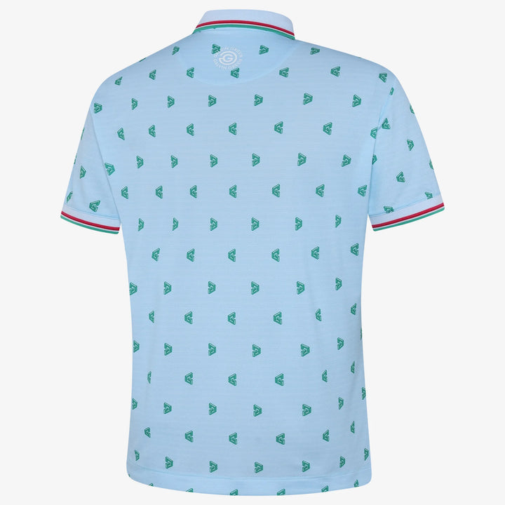 Mendez is a Breathable short sleeve golf shirt for Men in the color Crystal Blue/Green(6)
