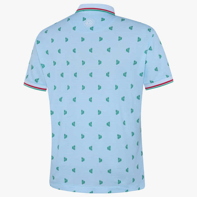 Mendez is a Breathable short sleeve golf shirt for Men in the color Crystal Blue/Green(6)