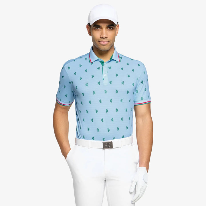 Mendez is a Breathable short sleeve golf shirt for Men in the color Crystal Blue/Green(1)