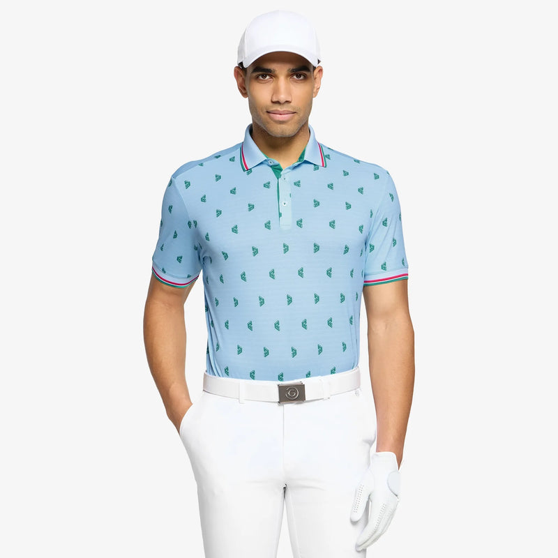 Mendez is a Breathable short sleeve golf shirt for Men in the color Crystal Blue/Green(1)